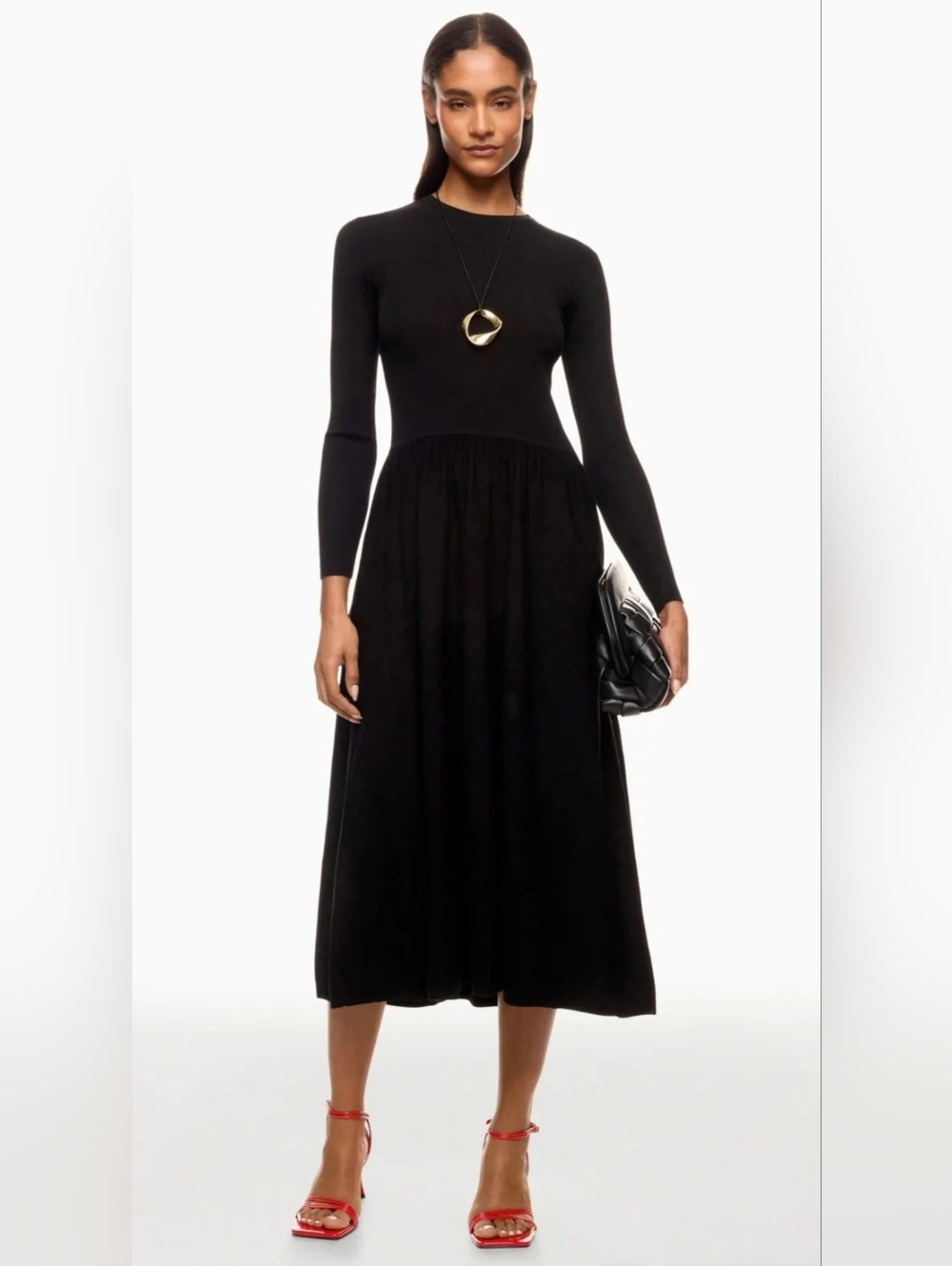 Thakoon Black Long-Sleeve Midi Dress